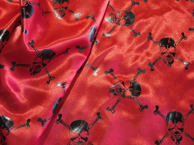 Skull - Red/Black Poly Satin (1219)