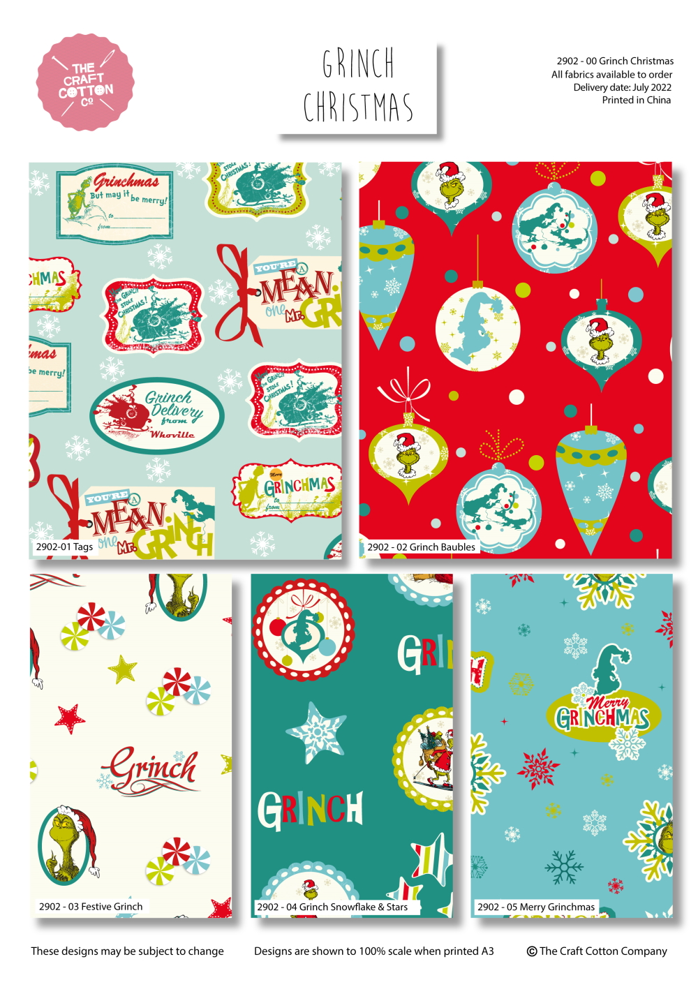 Grinch Christmas - Dr Seuss - Fat Quarters (2902-00)