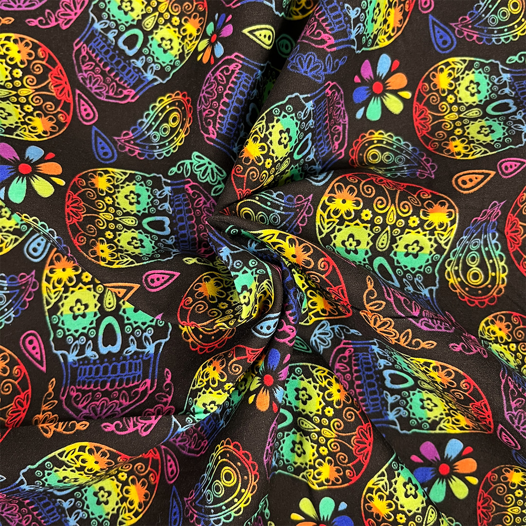 Rainbow Polycotton Sugar Skulls (3360-01) - Image 2