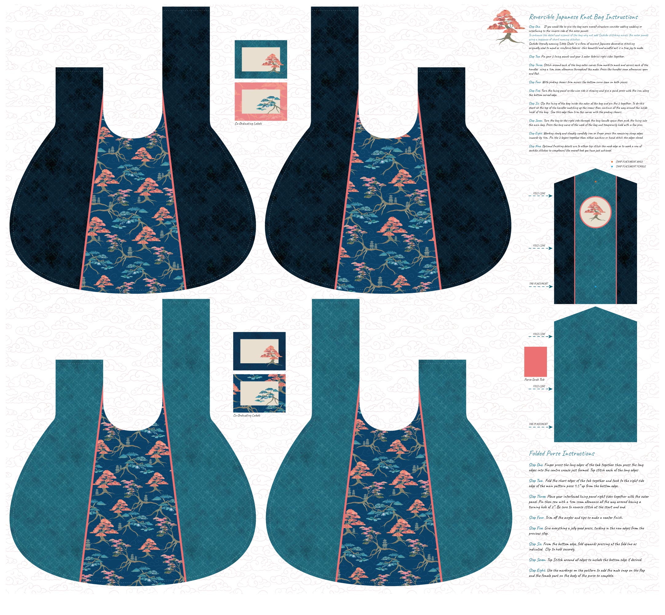 Meditations on Japan - Sew Pretty Sew Mindful - Cotton Panel (3469-06)