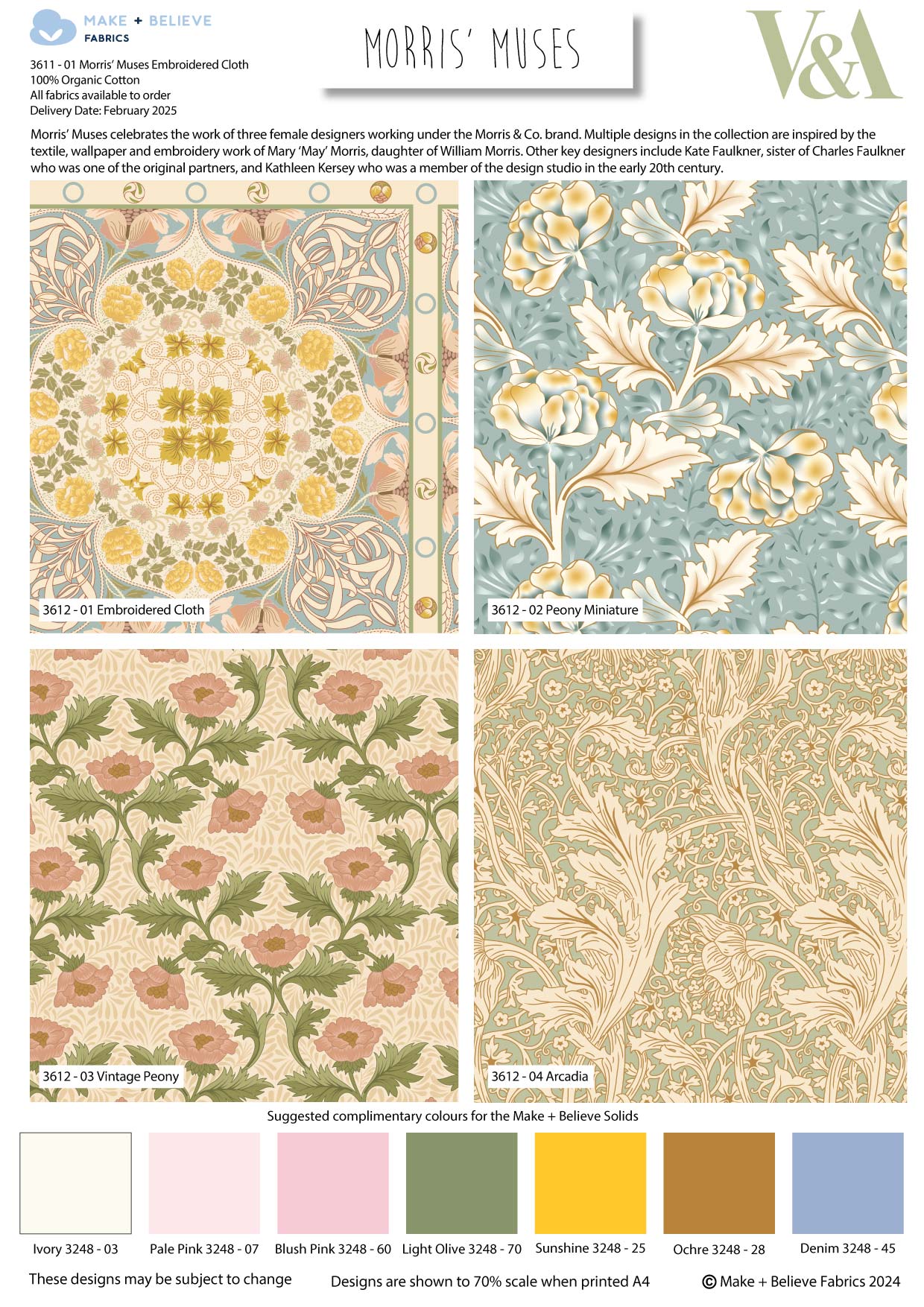 Morris' Muses - William Morris - Organic Cotton Fat Quarters (3611)