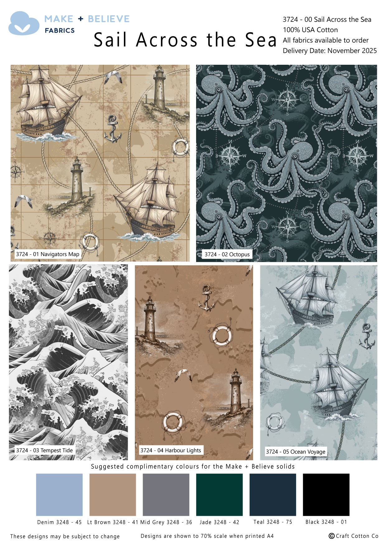 Sail Across the Sea - Make + Believe - Fat Quarters (3724-00)