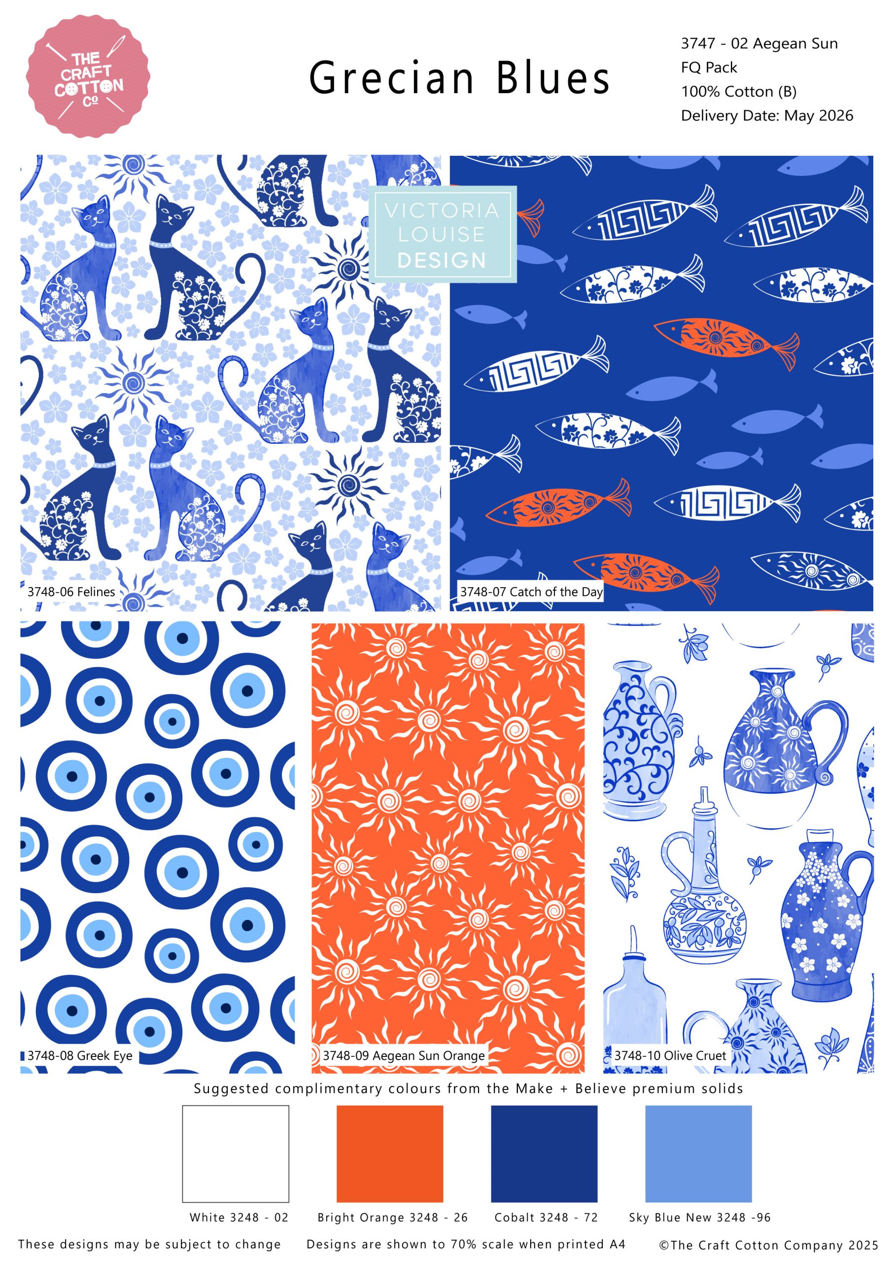 (Pre-order) Grecian Blues - The Craft Cotton Co - Fat Quarters (3747) - Image 2