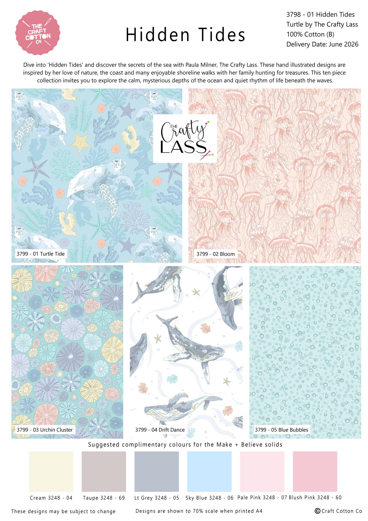 (Pre-order) Hidden Tides by the The Crafty Lass - Fat Quarters (3798-00)