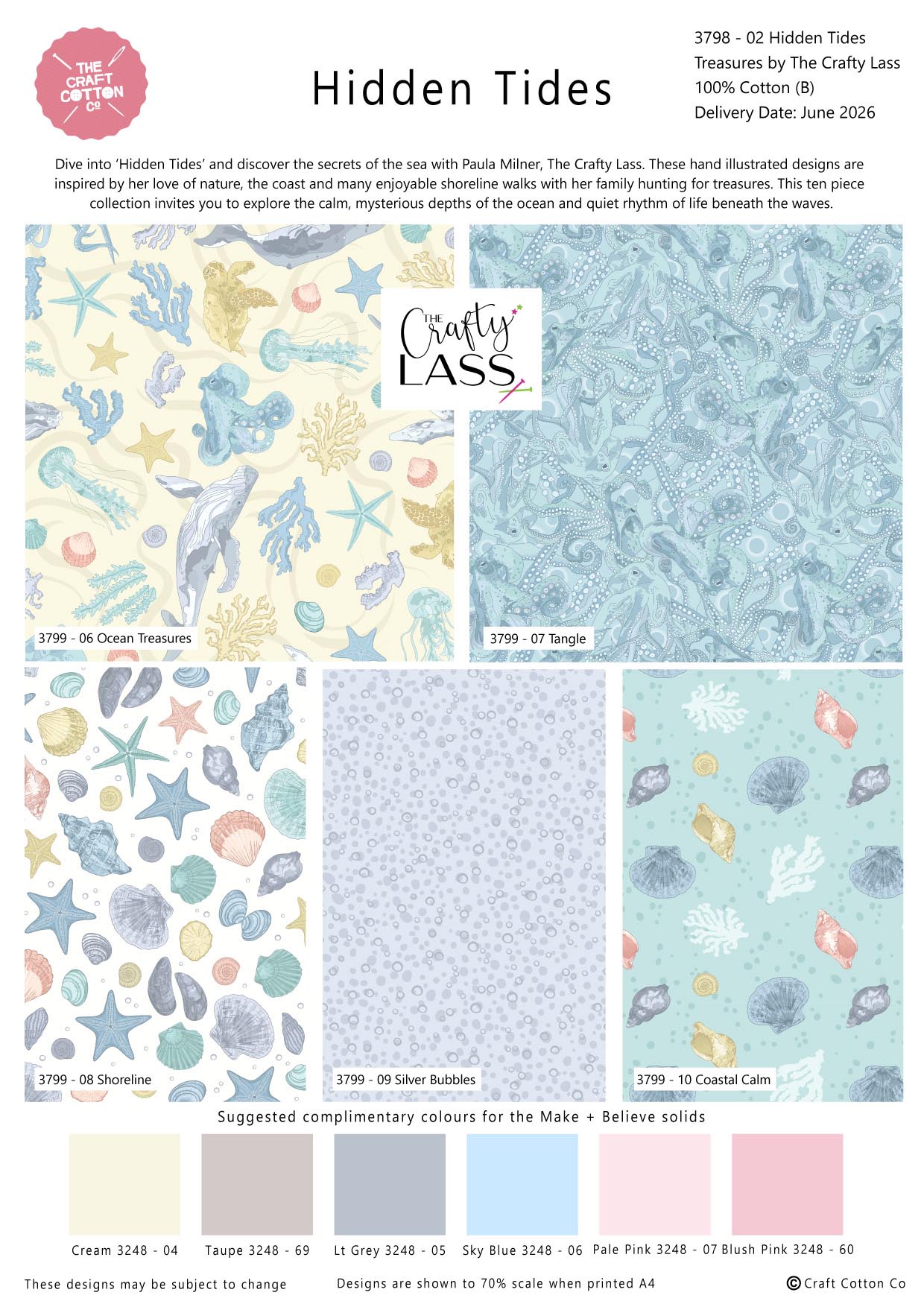 (Pre-order) Hidden Tides by the The Crafty Lass - Fat Quarters (3798-00) - Image 2