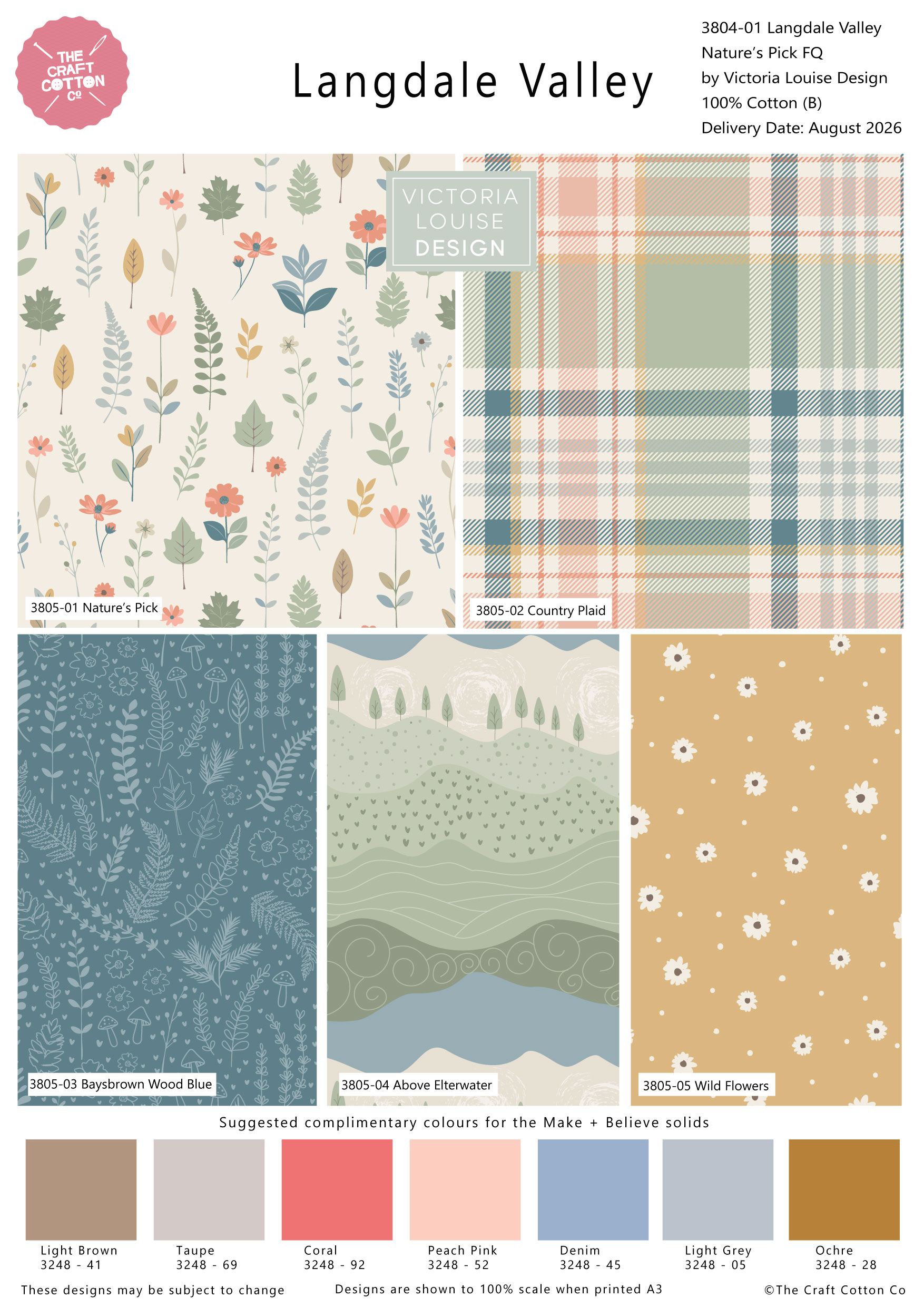 (Pre-order) Langdale Valley - The Craft Cotton Co - Fat Quarters (3804)