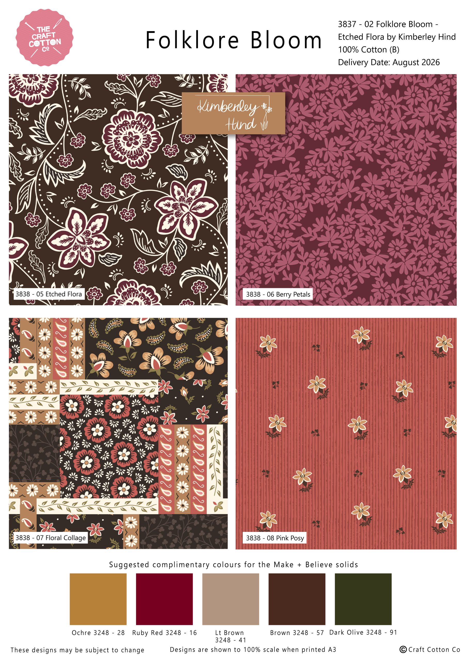 (Pre-Order) Folklore Bloom by Kimberley Hind - Fat Quarters (3837-00) - Image 2