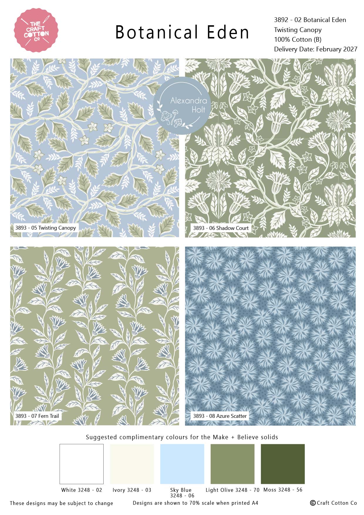 (Pre-order) Botanical Eden by Alexandra Holt - Fat Quarters (3892-00) - Image 2