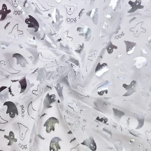 Polyester Net Ghost White/Silver - Halloween - Foil Net (3864-00)
