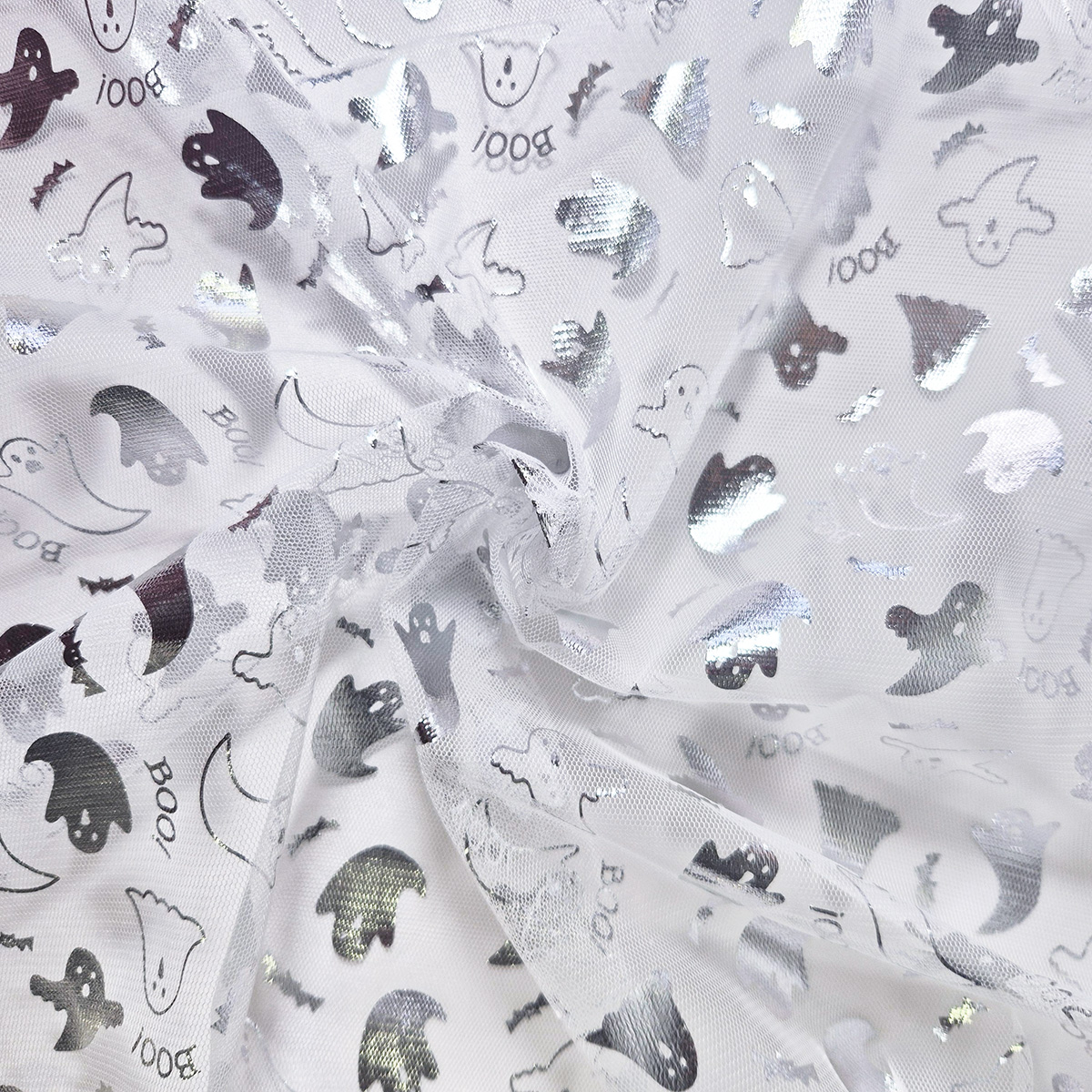 Polyester Net Ghost White/Silver - Halloween - Foil Net (3864-00)