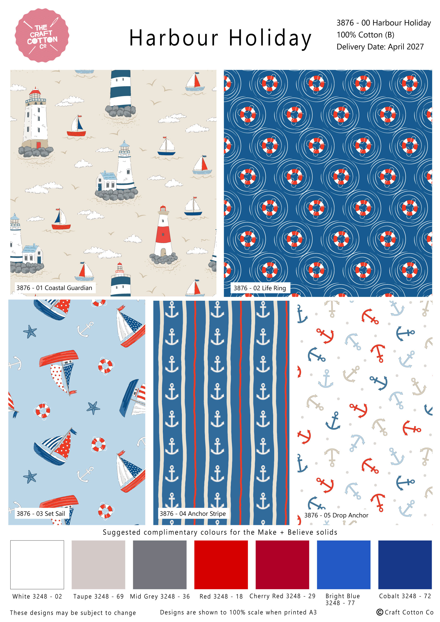 (Pre-order) Harbour Holiday - The Craft Cotton Co - Fat Quarters (3876-00)